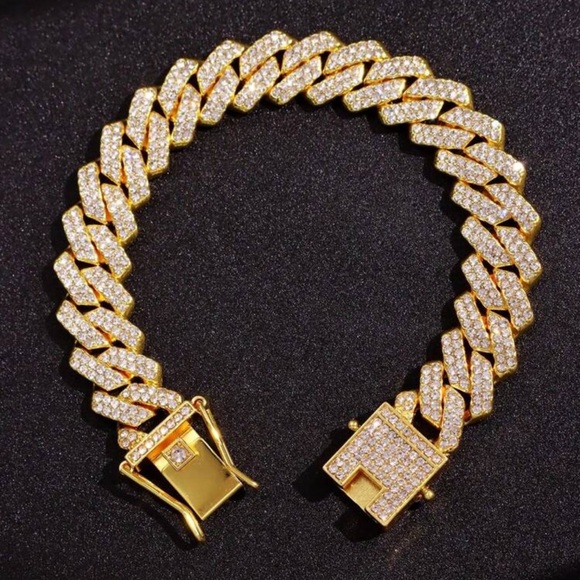 1pc Gold Metallic Bracelet With Rhinestone - Picture 4 of 5